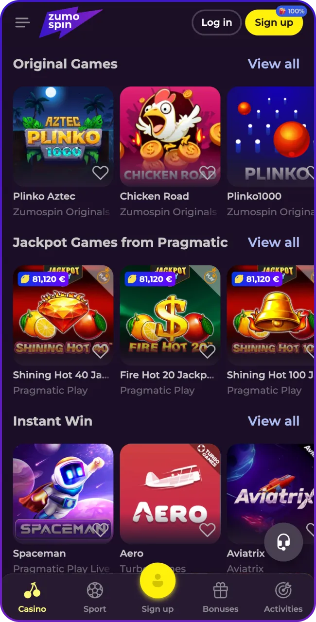 Start gaming fast with ZumoSpin app.
