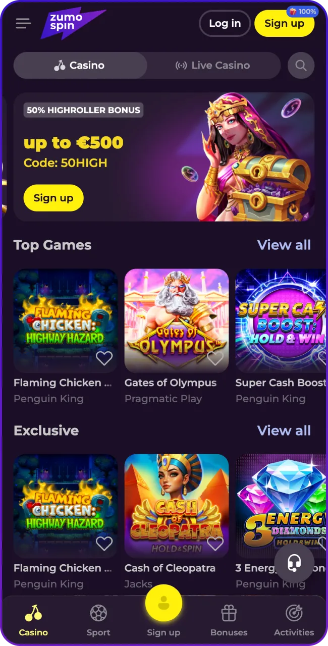 Open ZumoSpin and dive into action.