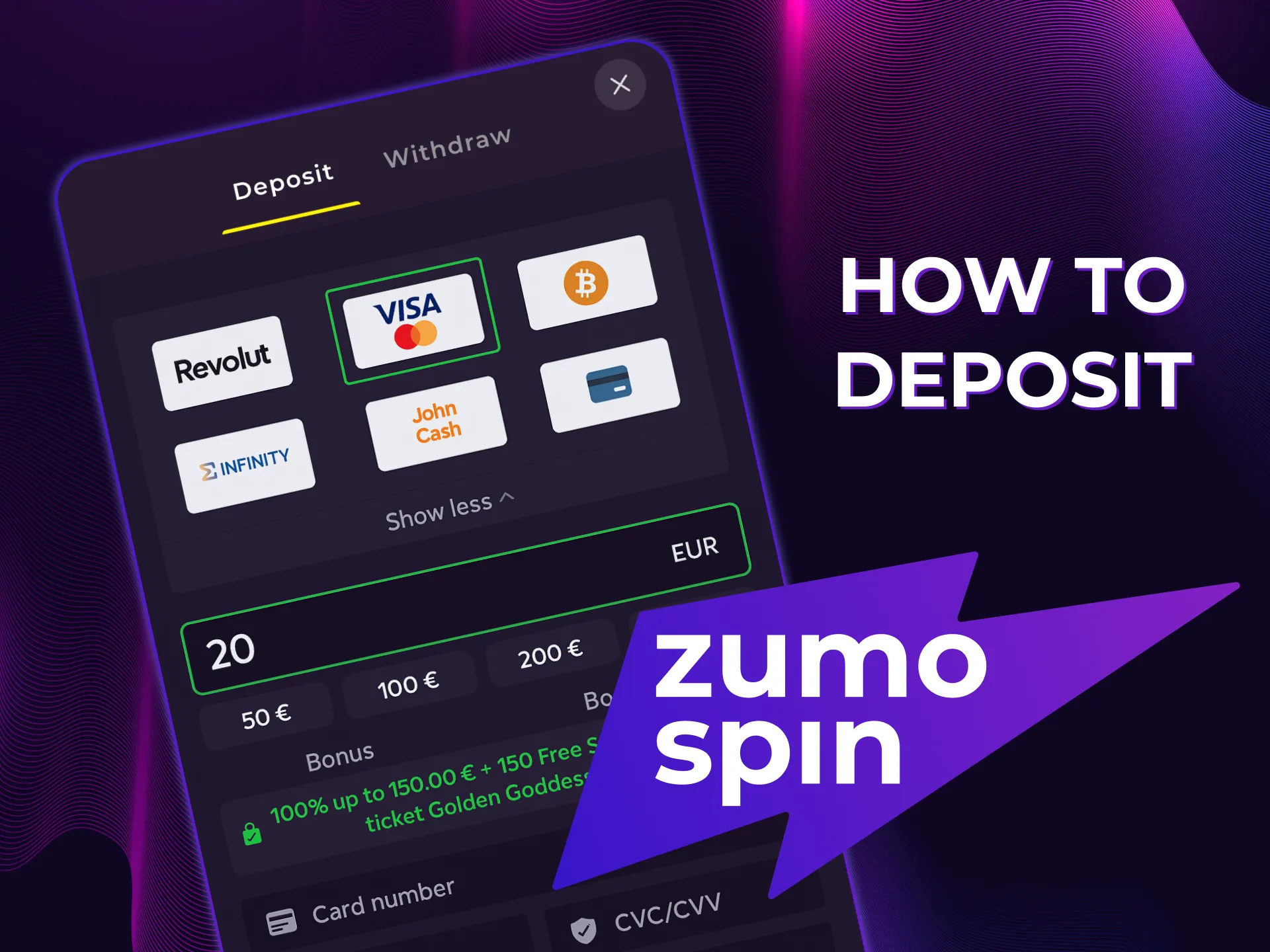 Fund your ZumoSpin wallet in minutes.