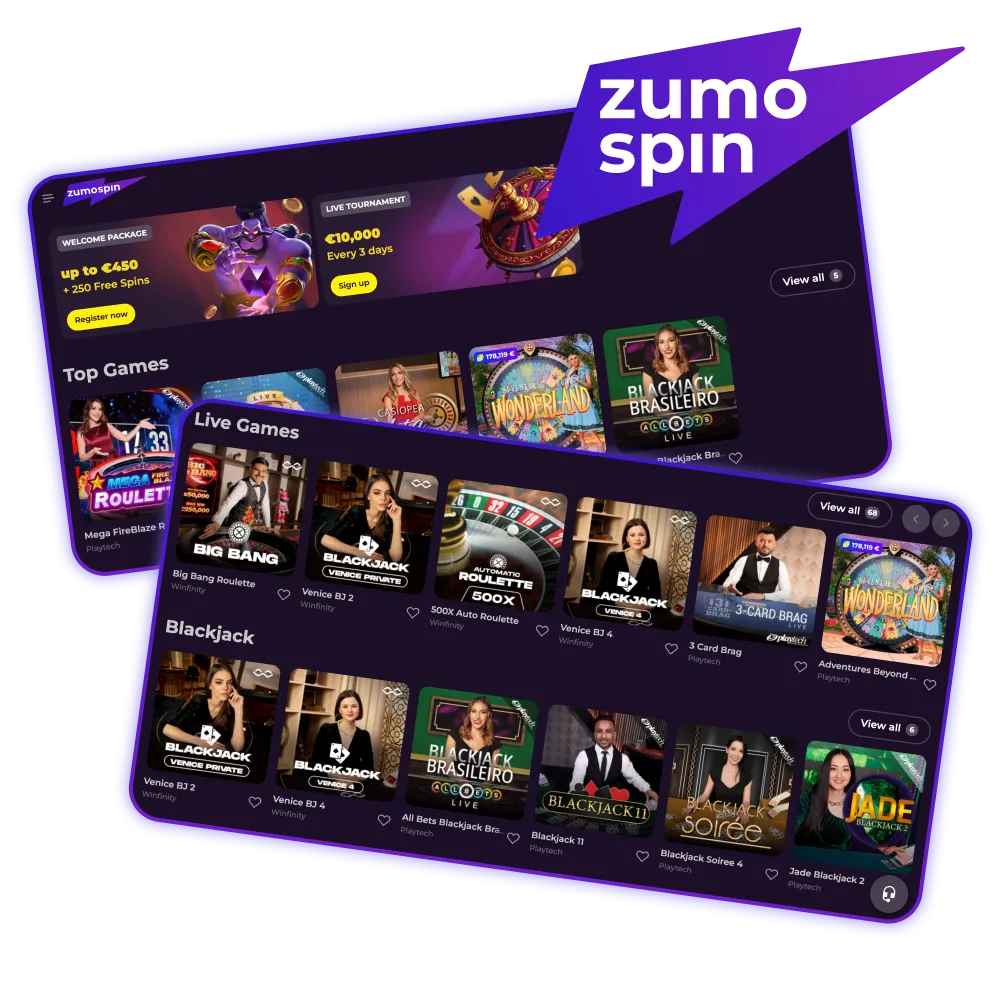 Play live games at ZumoSpin now.