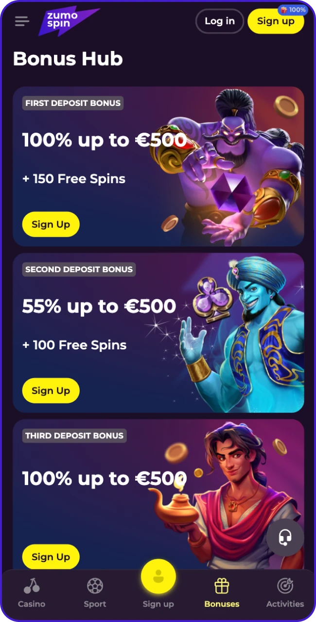 Don't forget to use bonuses at ZumoSpin online casino.