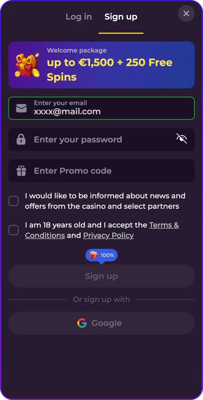 Sign up fast with ZumoSpin email.