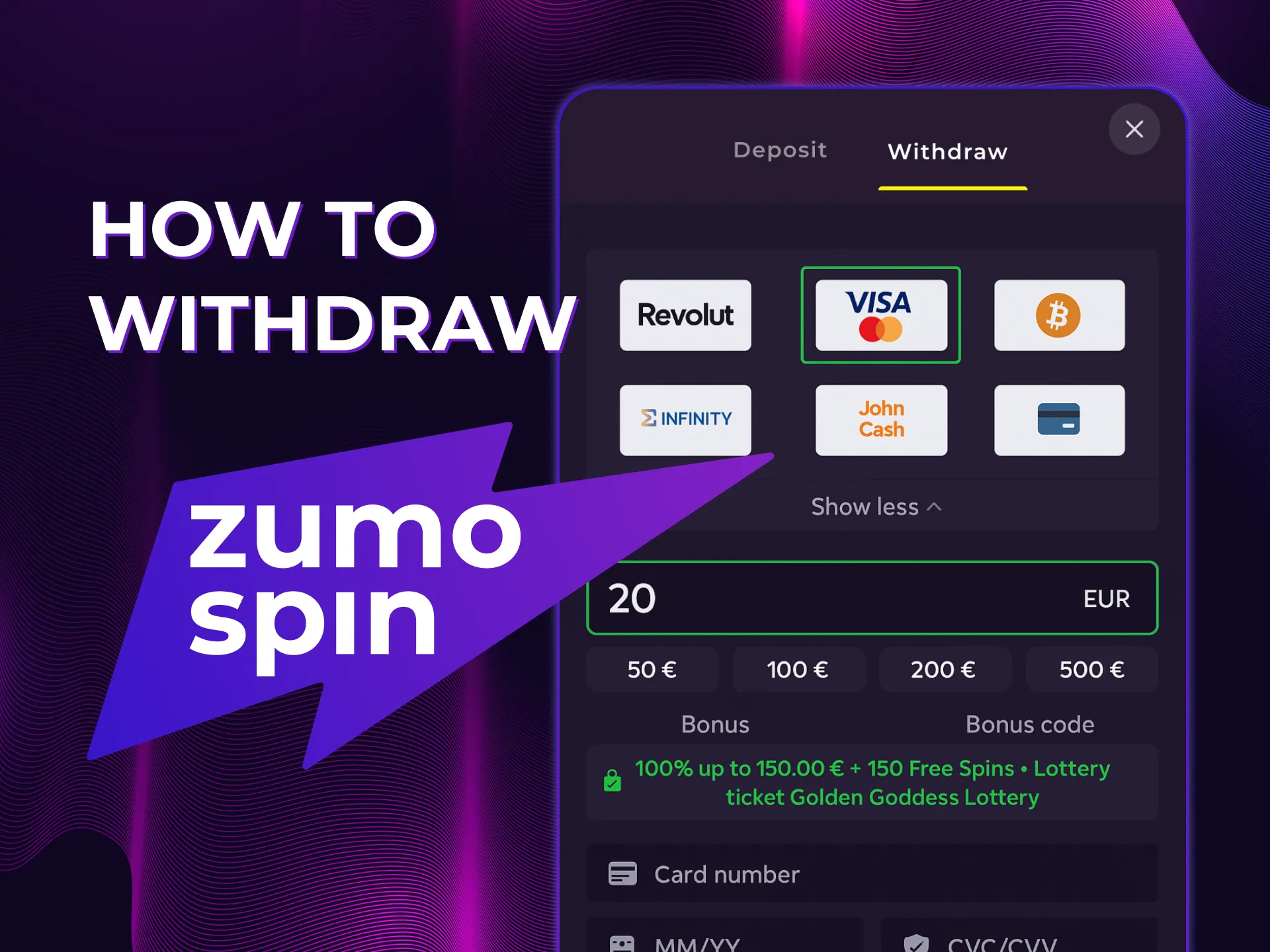 Withdraw your winnings fast with ZumoSpin.