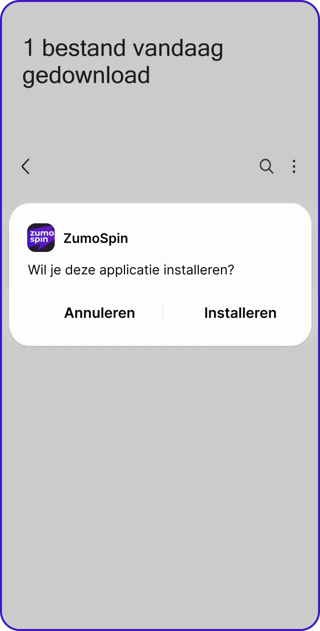 Bevestig de installatie van het nieuwe Android bestand bij ZumoSpin.