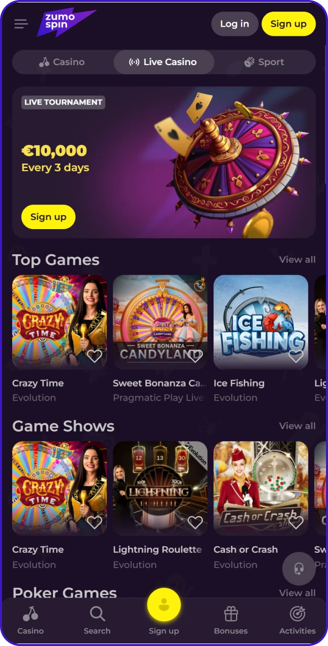 Start de bijgewerkte Android app van ZumoSpin en begin met winnen.