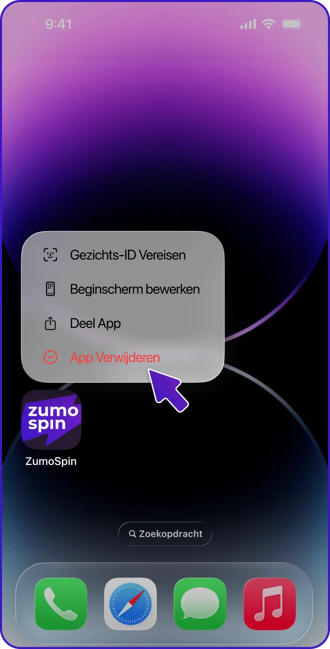 Verwijder de oude iOS snelkoppeling van ZumoSpin op je beginscherm.