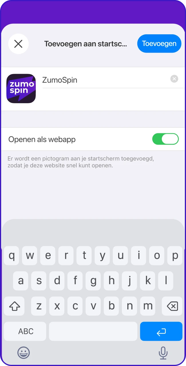 Voeg de nieuwe iOS app van ZumoSpin toe voor snelle toegang.