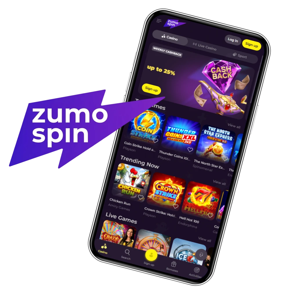Win overal geld met je favoriete spellen via de ZumoSpin app.