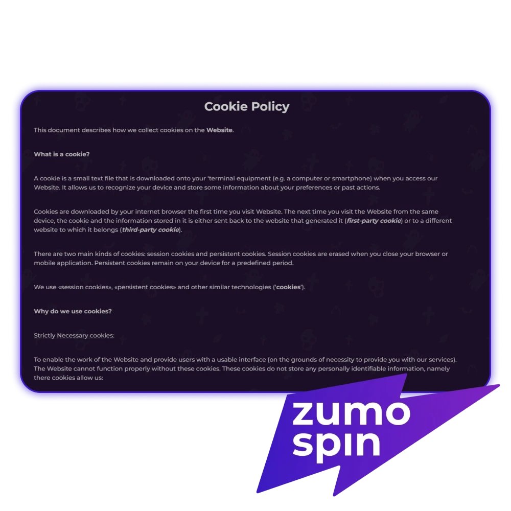 Bekijk hoe ZumoSpin cookies gebruikt voor een betere speelervaring.