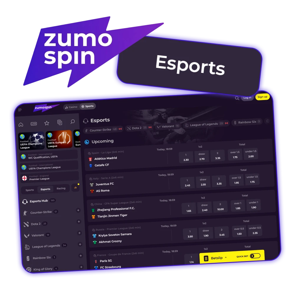Voorspel de winnaars bij ZumoSpin eSports en verdien geld met gamen.
