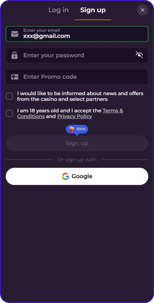Voer je e-mailadres in om de ZumoSpin registratie te beginnen.