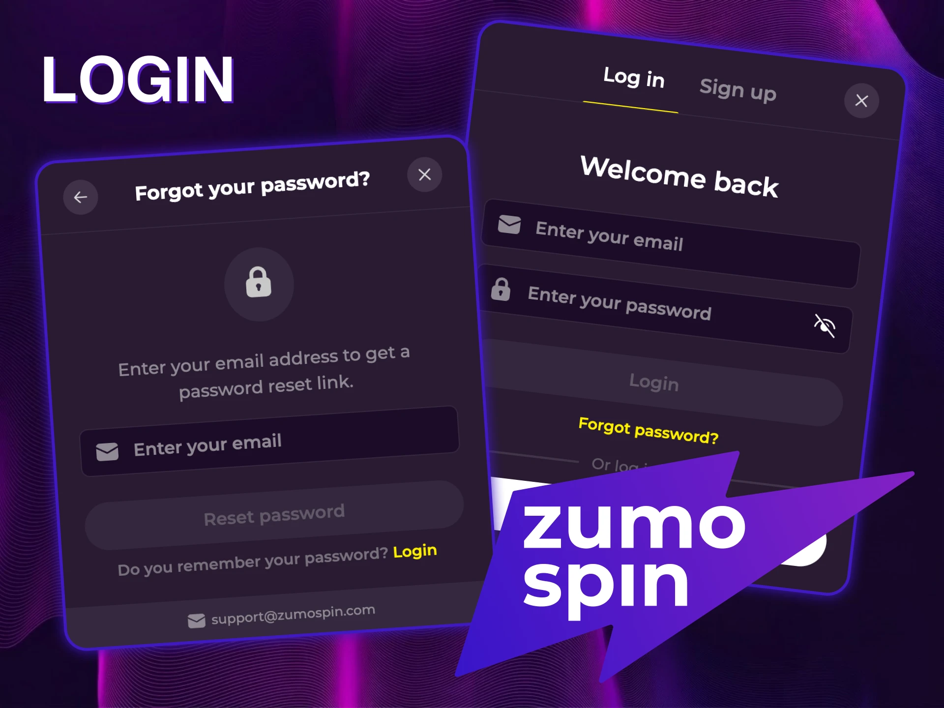Use your credentials to log in and access ZumoSpin features instantly.